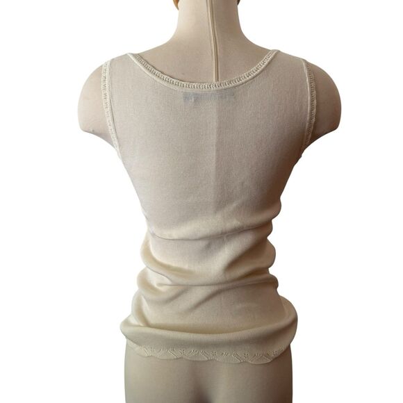 Peruvian Connection Cream 100% Pima Cotton Knit Tank Top Women's X Small Summer - Picture 2 of 9